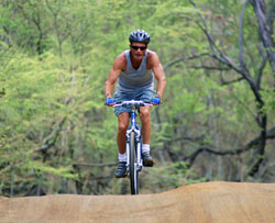 Moutain biking with sunglasses