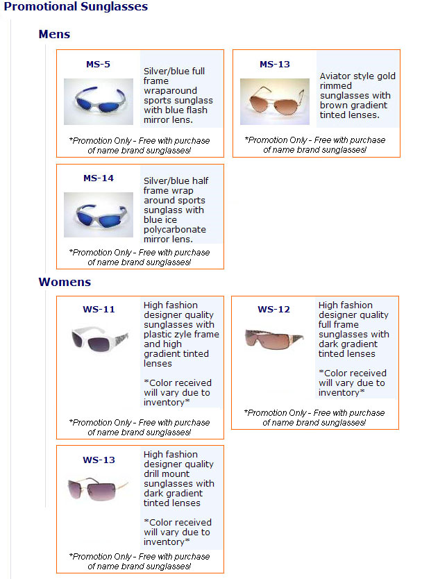 Promotional Designers Sunglasses
